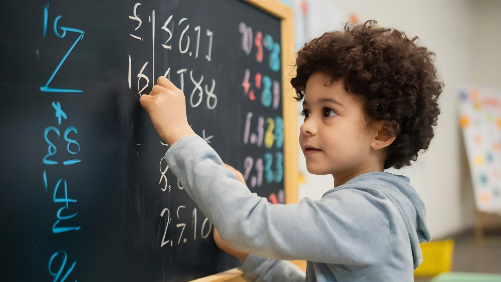 Child writing on a chalkboard